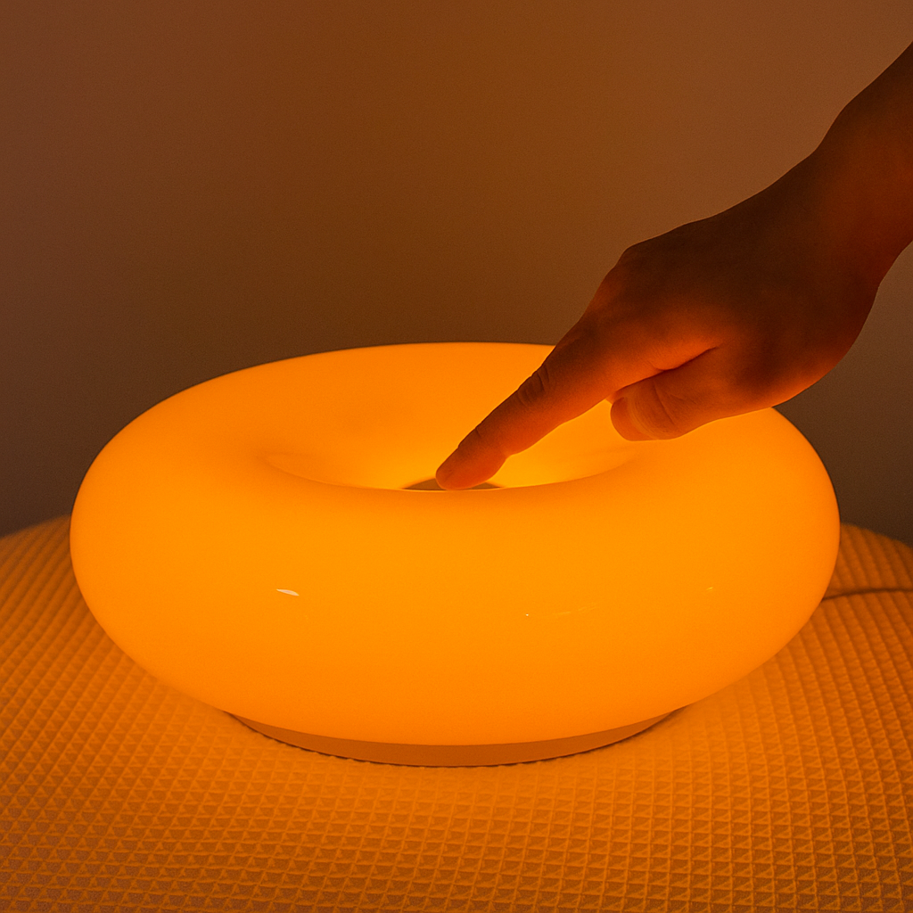 Modern Bauhaus Donut Lamp – Orange Glow Edition – Braylen Glow