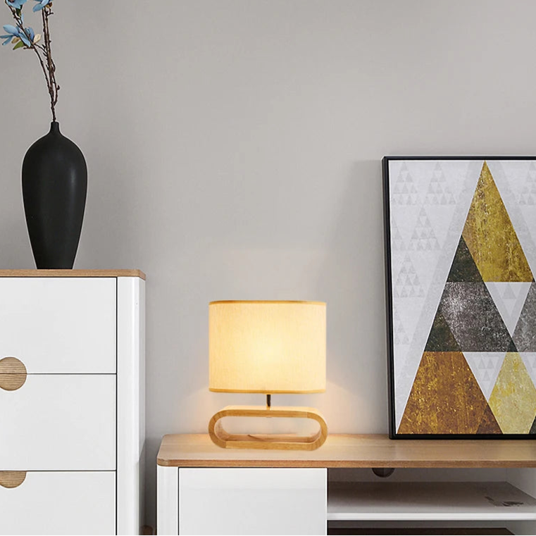SoftGlow™ – Wooden Base Fabric Table Lamp – Braylen Glow
