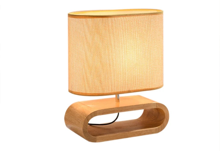 SoftGlow™ – Wooden Base Fabric Table Lamp – Braylen Glow