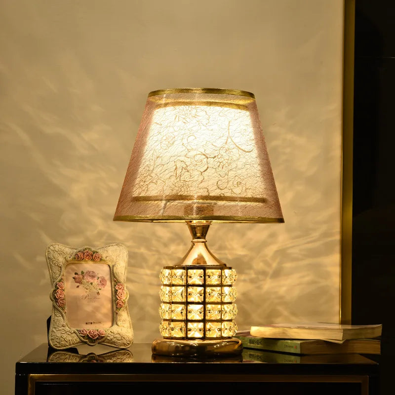 Golden Grace Crystal Table Lamp – Braylen Glow