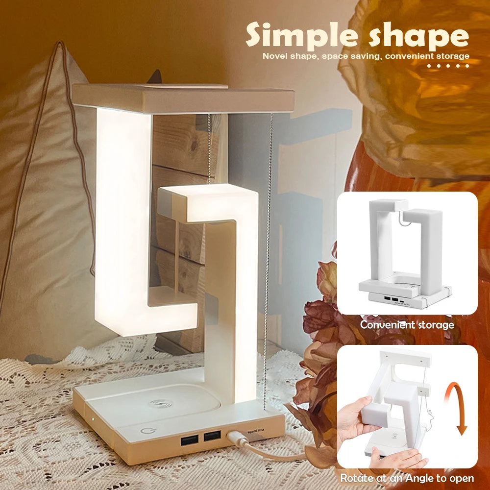 Modern Floating LED Desk Lamp with Wireless Charging – Braylen Glow