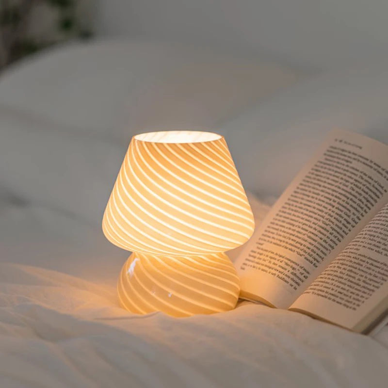 Striped Glass Mushroom Lamp – Braylen Glow