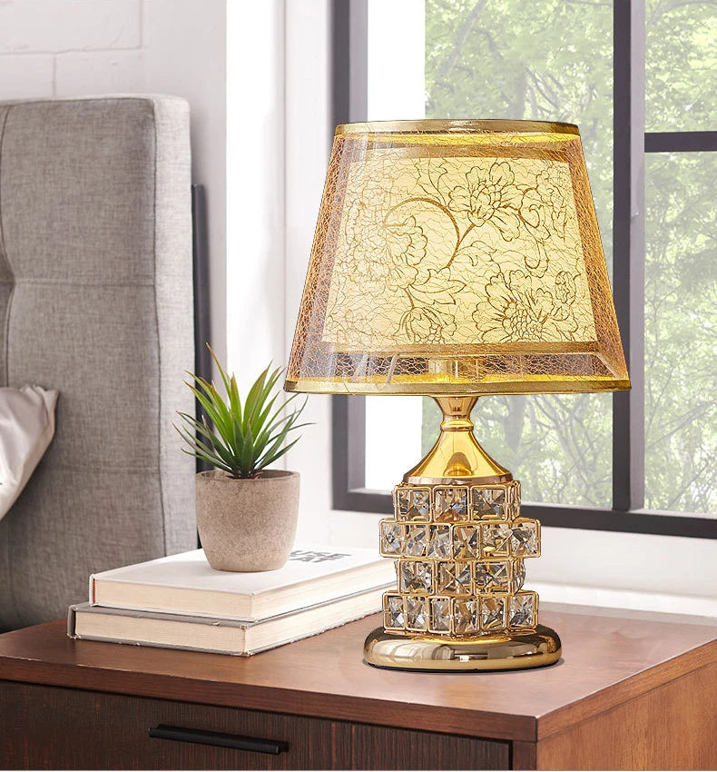 Golden Grace Crystal Table Lamp – Braylen Glow