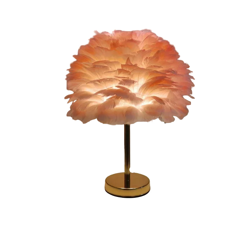 CloudGlow™ Feather Table Lamp | Romantic Goose Feather Shade | Gold Base | Soft LED Lighting | Ideal for Bedrooms & Gifts