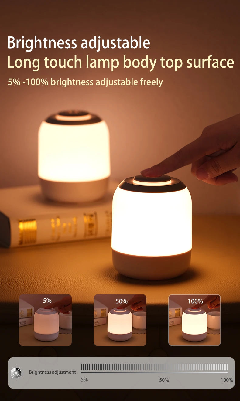 LumiGlow Touch LED Lamp – USB-C Rechargeable with 3 Color Modes & Tap Control