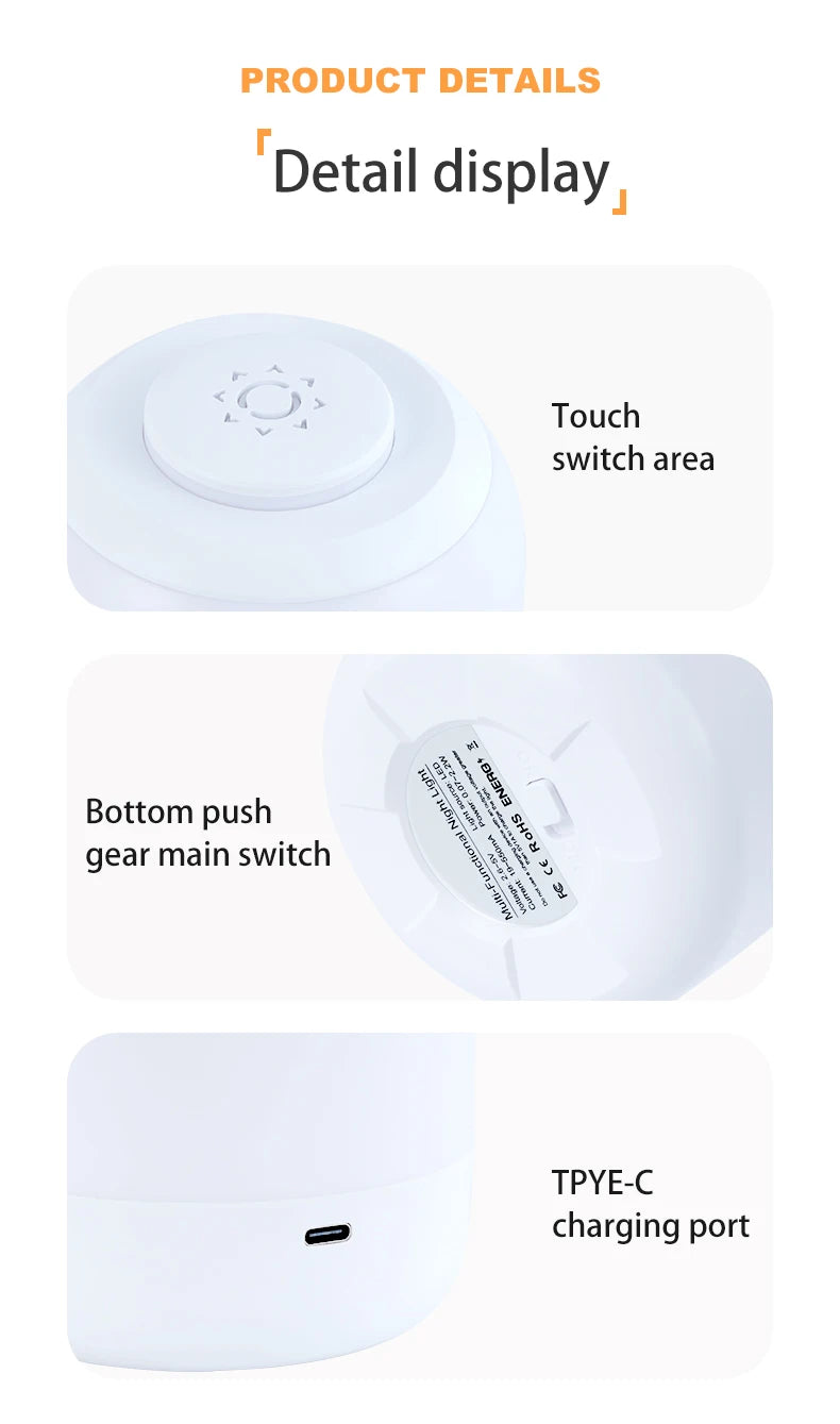 LumiGlow Touch LED Lamp – USB-C Rechargeable with 3 Color Modes & Tap Control