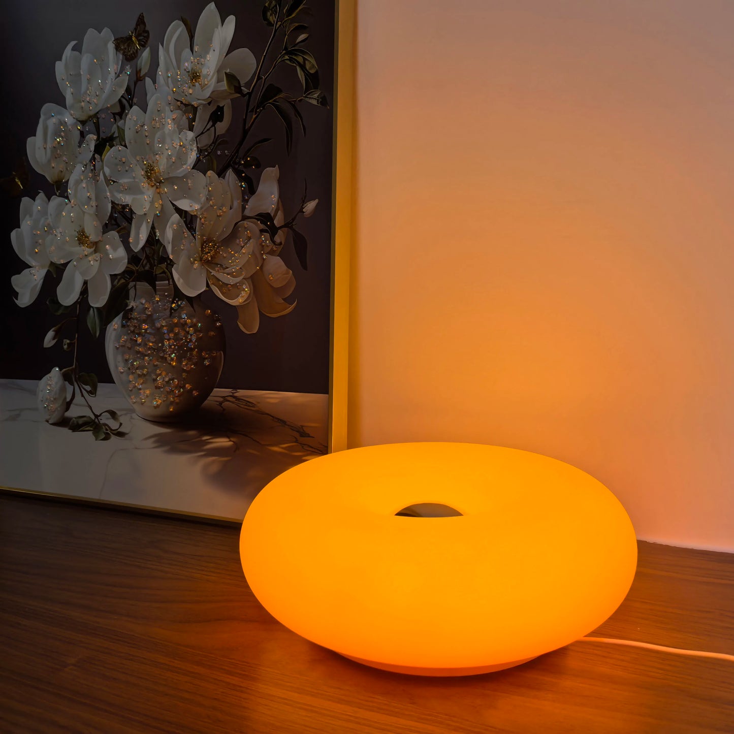 Modern Bauhaus Donut Lamp – Orange Glow Edition – Braylen Glow