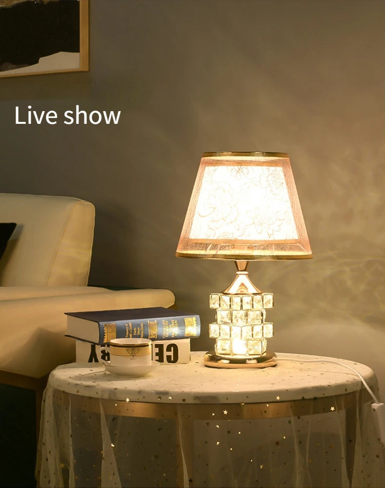 Golden Grace Crystal Table Lamp – Braylen Glow