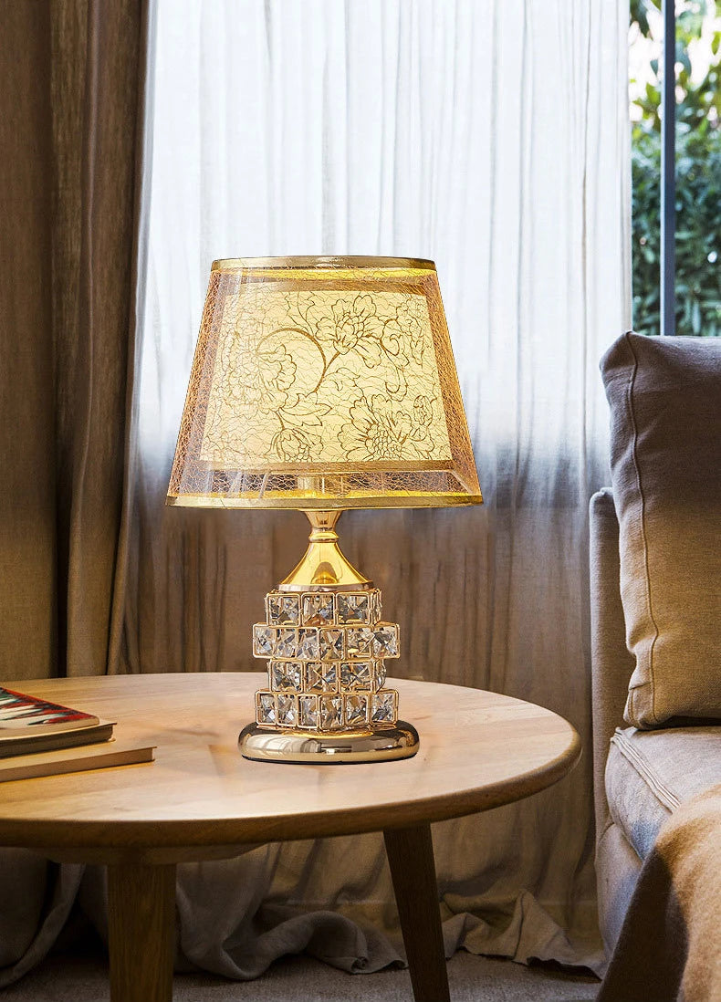 Golden Grace Crystal Table Lamp – Braylen Glow