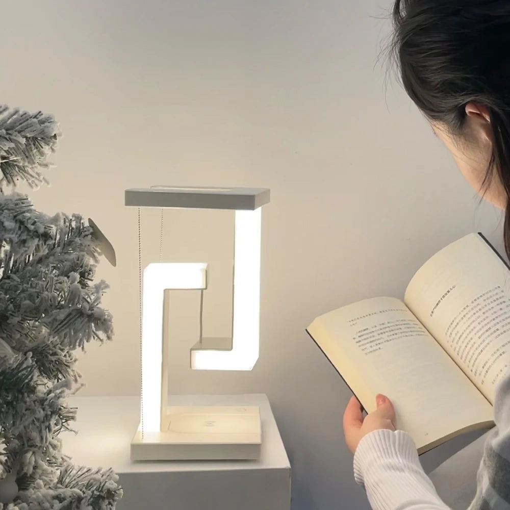 Modern Floating LED Desk Lamp with Wireless Charging – Braylen Glow