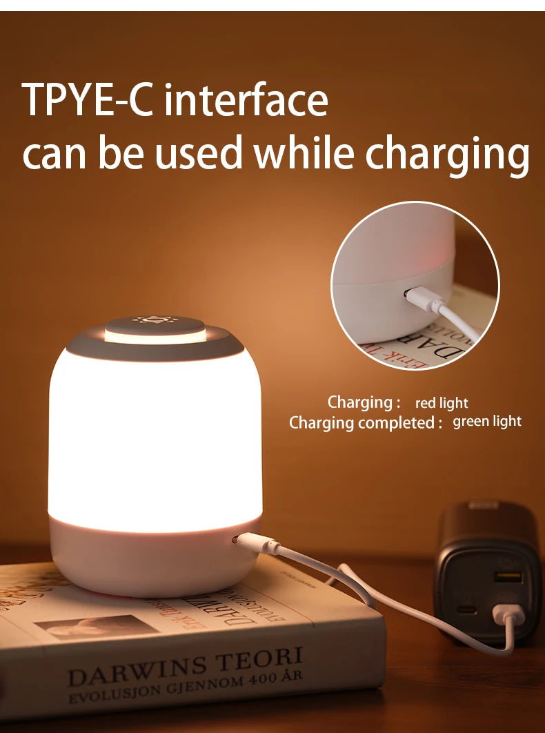 LumiGlow Touch LED Lamp – USB-C Rechargeable with 3 Color Modes & Tap Control