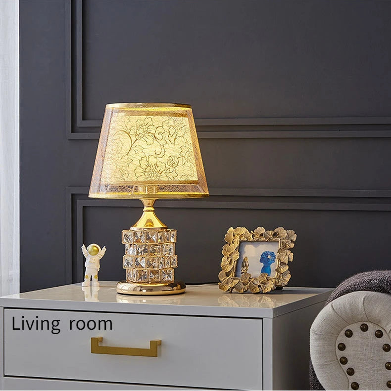 Golden Grace Crystal Table Lamp – Braylen Glow