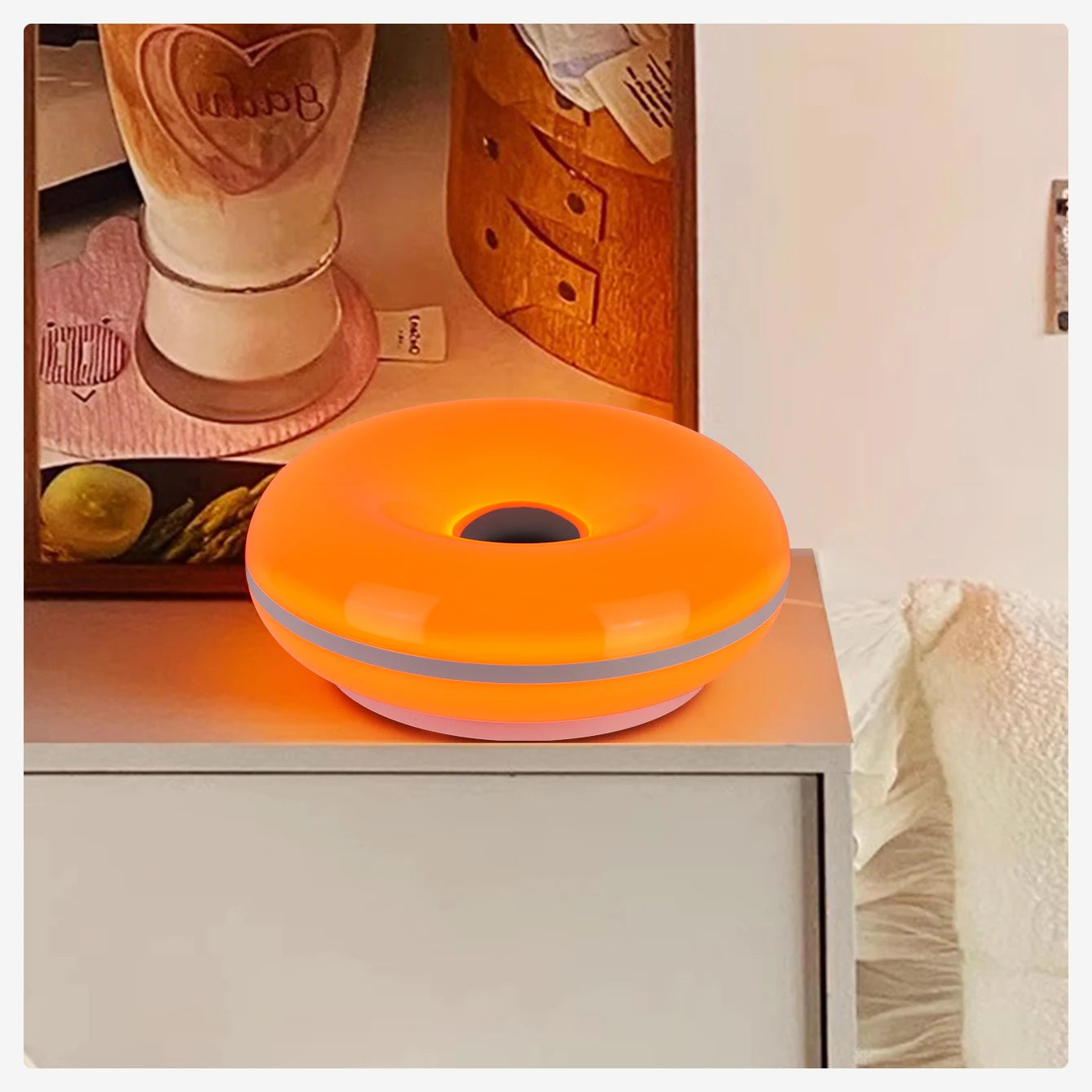 Modern Bauhaus Donut Lamp – Orange Glow Edition – Braylen Glow
