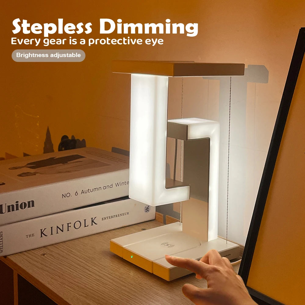 Modern Floating LED Desk Lamp with Wireless Charging – Braylen Glow