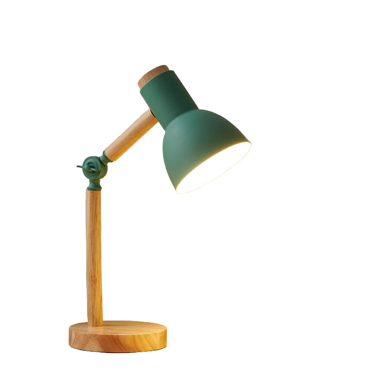 Scandinavian Wooden Desk Lamp – Adjustable Head, E27 Socket, Soft LED Light for Reading & Work