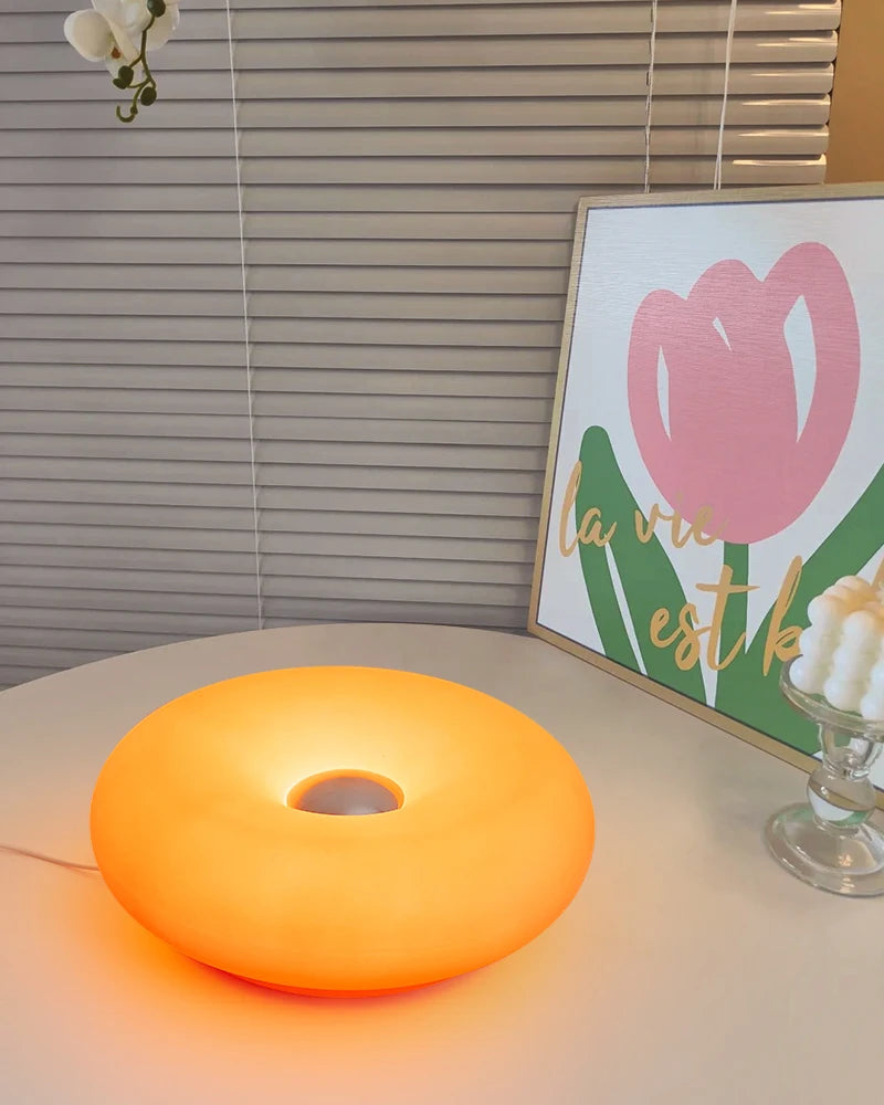 Modern Bauhaus Donut Lamp – Orange Glow Edition – Braylen Glow