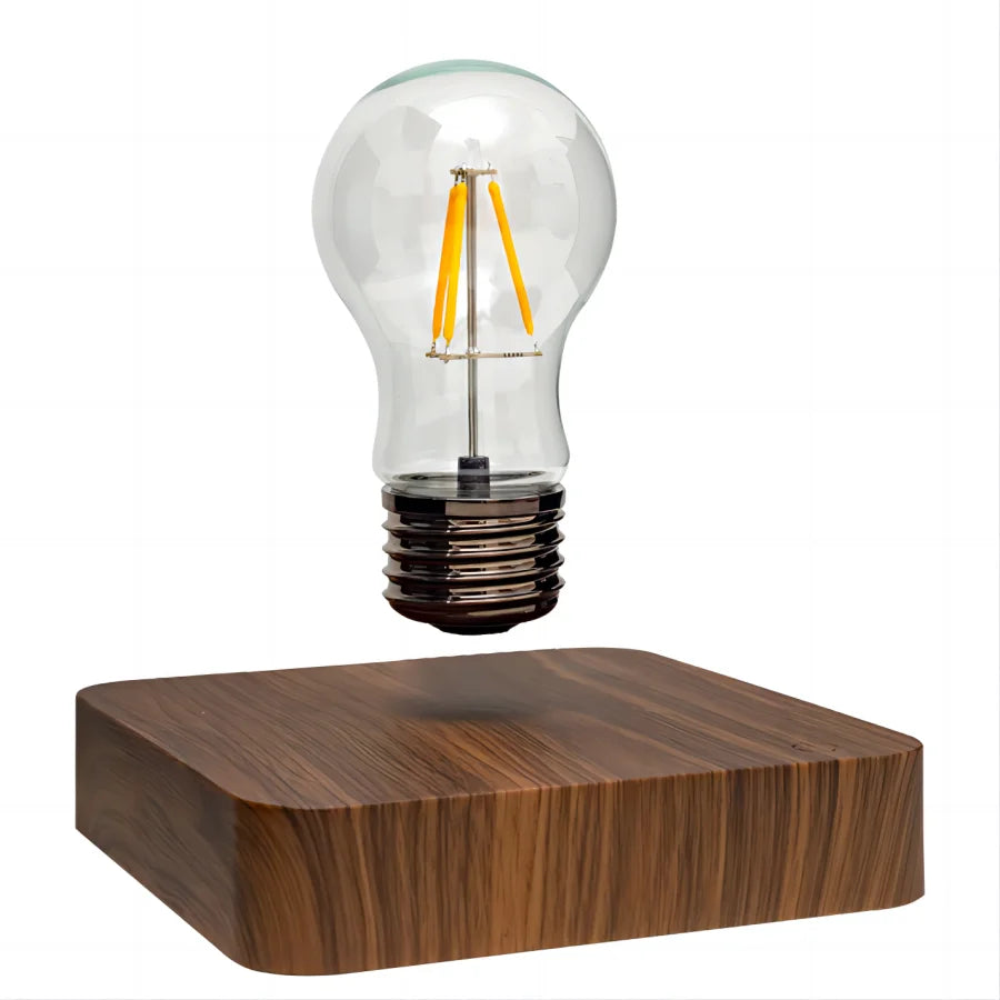 Levitating LED Light Bulb – Magnetic Floating Desk Lamp with Wood Base