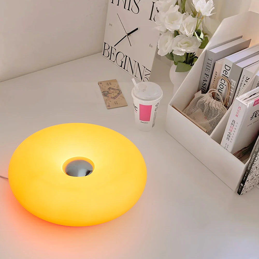 Modern Bauhaus Donut Lamp – Orange Glow Edition – Braylen Glow