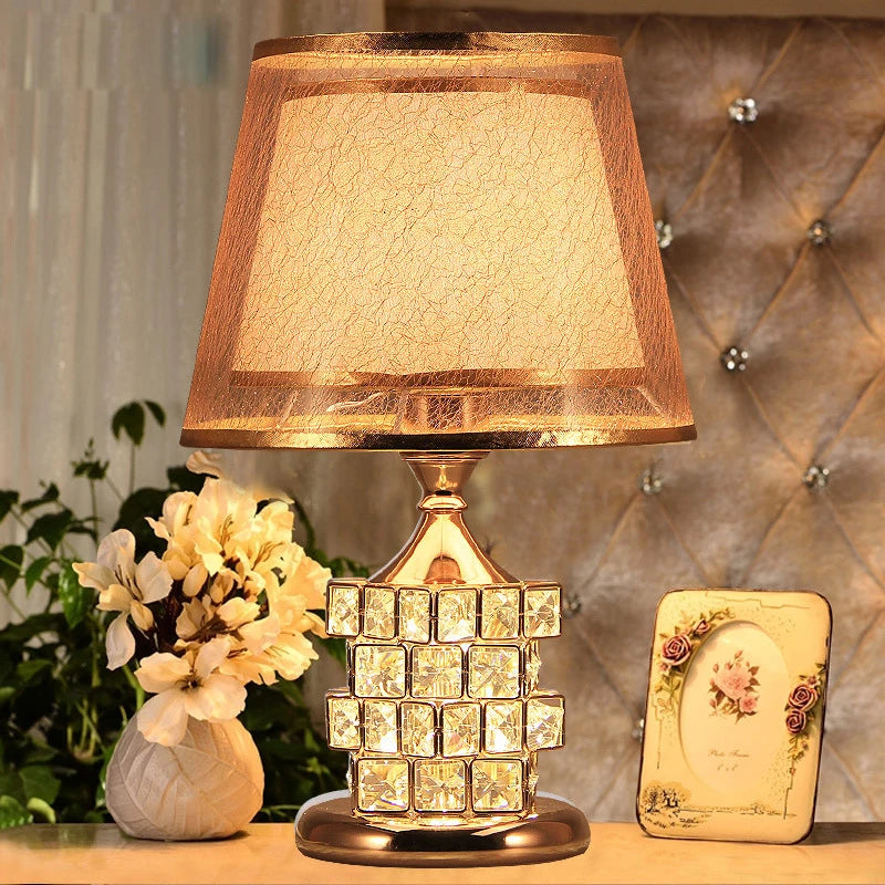 Golden Grace Crystal Table Lamp – Braylen Glow