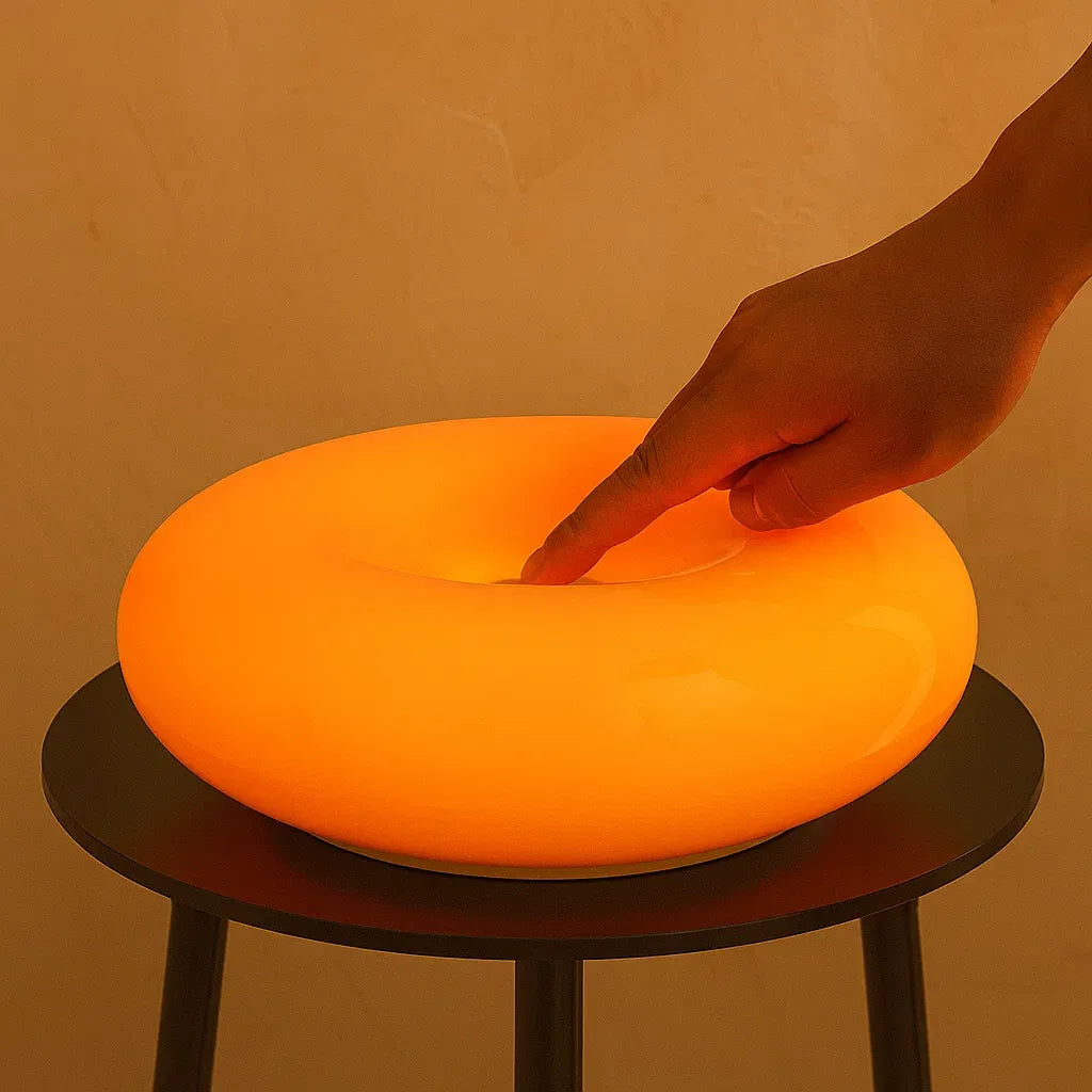 Modern Bauhaus Donut Lamp – Orange Glow Edition – Braylen Glow