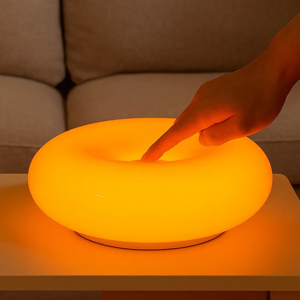 Modern Bauhaus Donut Lamp – Orange Glow Edition – Braylen Glow