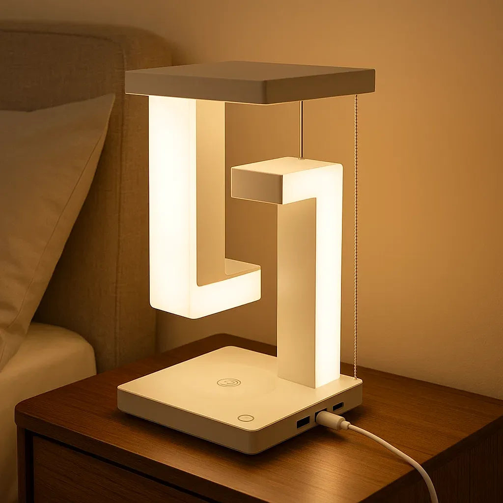 Modern Floating LED Desk Lamp with Wireless Charging – Braylen Glow