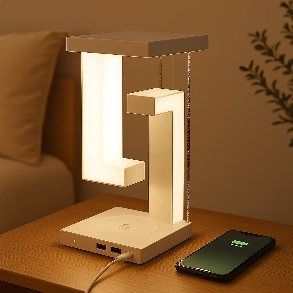 Modern Floating LED Desk Lamp with Wireless Charging – Braylen Glow