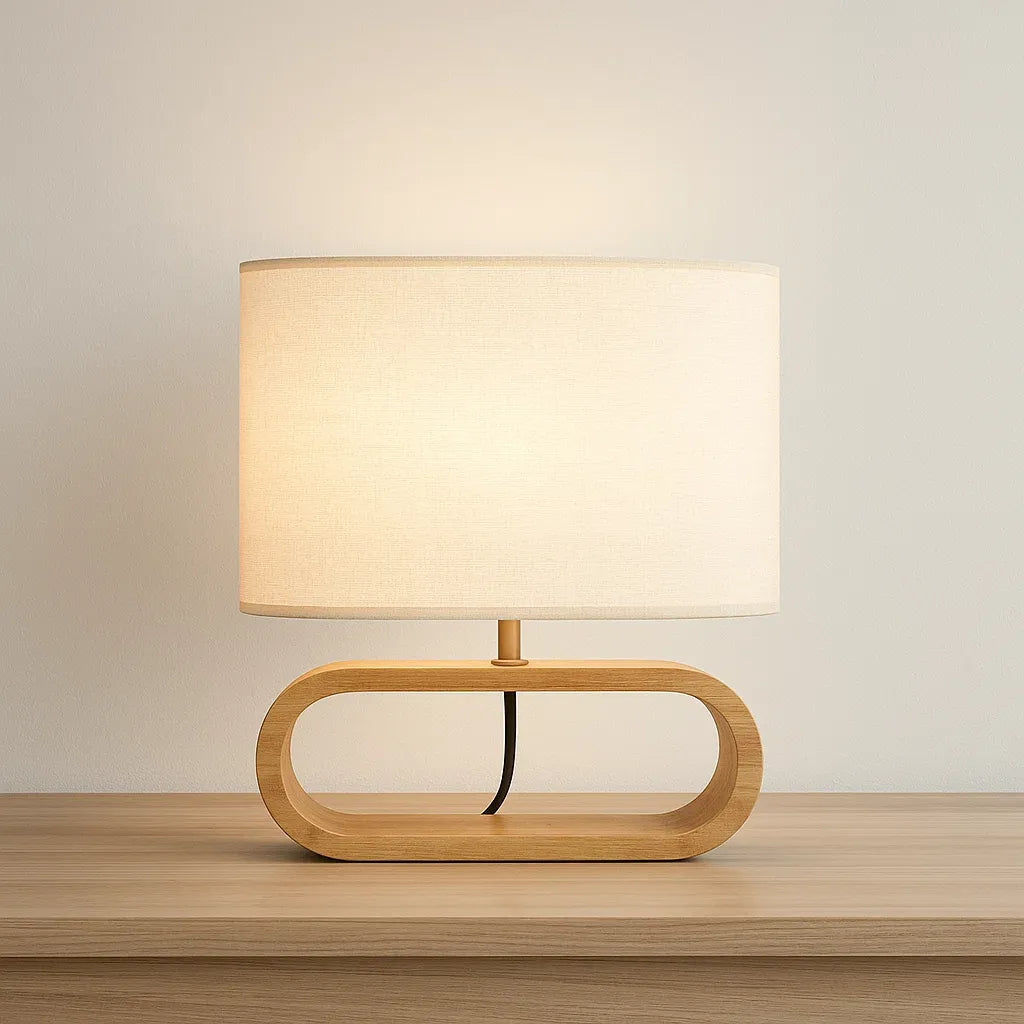 SoftGlow™ – Wooden Base Fabric Table Lamp – Braylen Glow