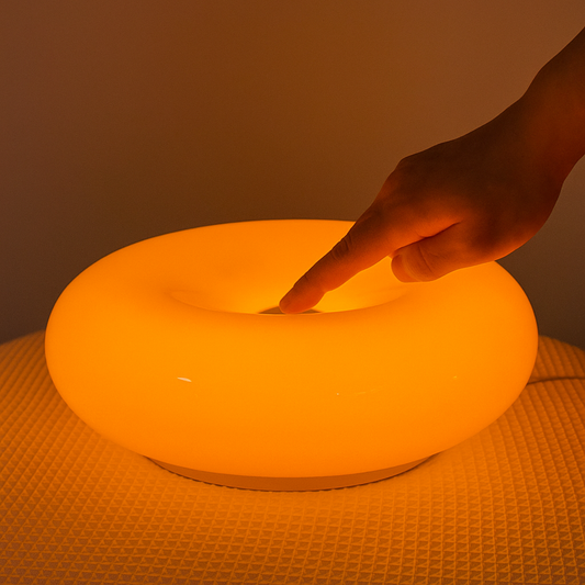 Modern Bauhaus Donut Lamp – Orange Glow Edition – Braylen Glow