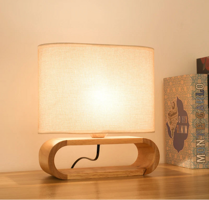 SoftGlow™ – Wooden Base Fabric Table Lamp – Braylen Glow