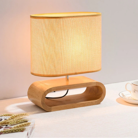 SoftGlow™ – Wooden Base Fabric Table Lamp – Braylen Glow