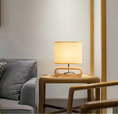 SoftGlow™ – Wooden Base Fabric Table Lamp – Braylen Glow