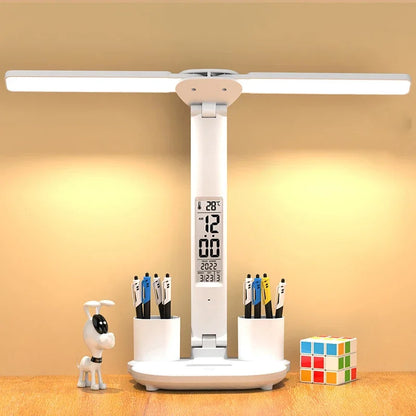 FlexiBright™ Dual Head Desk Lamp with Clock – Braylen Glow