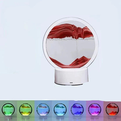 LED Sandscape Table Lamp – Moving Sand Art Light, USB Powered, Round Frame, Relaxing Quicksand Motion