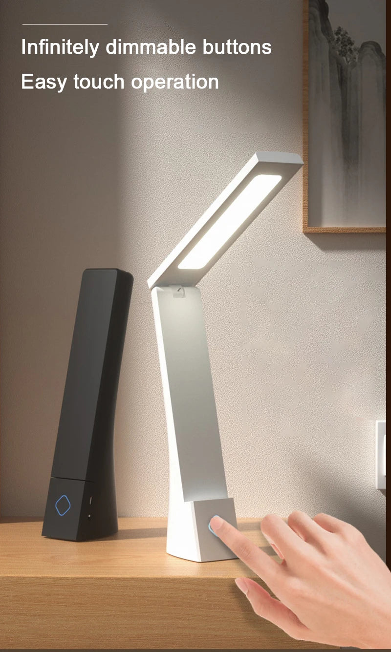 Foldable LED Desk Lamp – USB Rechargeable Light with Touch Control & Adjustable Arm