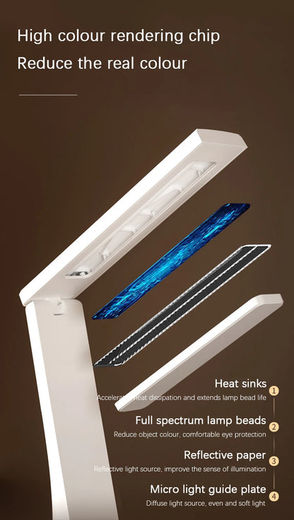 Foldable LED Desk Lamp – USB Rechargeable Light with Touch Control & Adjustable Arm