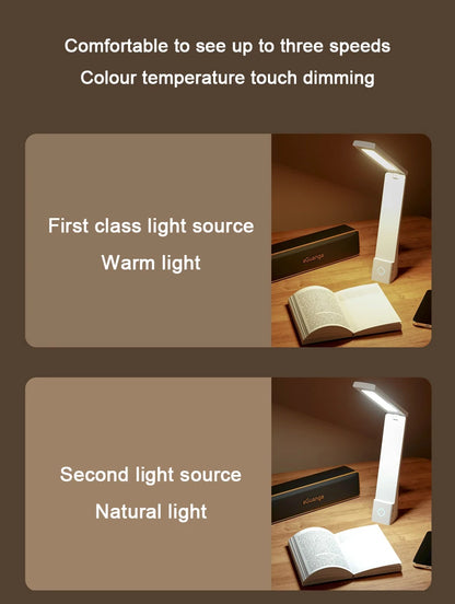 Foldable LED Desk Lamp – USB Rechargeable Light with Touch Control & Adjustable Arm
