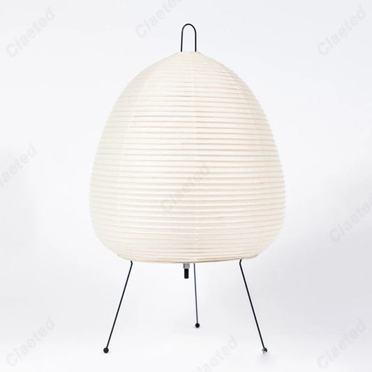 Japanese Rice Paper Table Lamp – Minimalist Ambient Light with Tripod Base