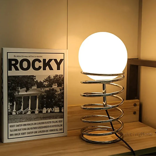 Modern Chrome Spring Lamp – Braylen Glow