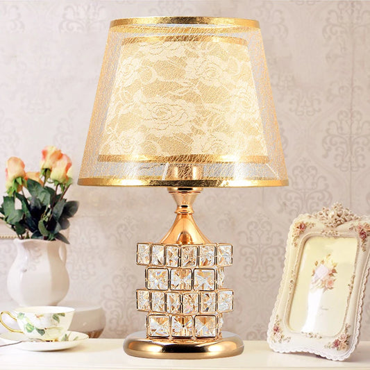 Golden Grace Crystal Table Lamp – Braylen Glow