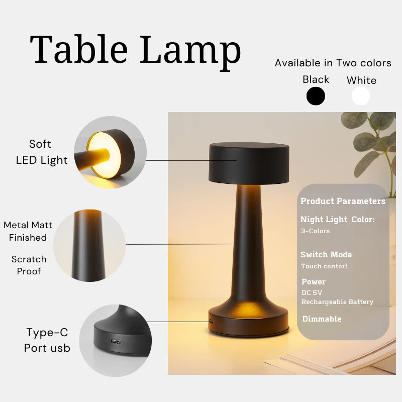 Minimalist Touch Control Metal Table Lamp – Braylen Glow