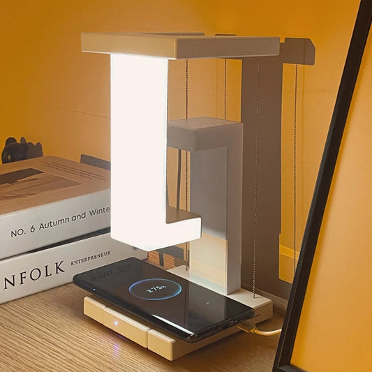 Modern Floating LED Desk Lamp with Wireless Charging – Braylen Glow