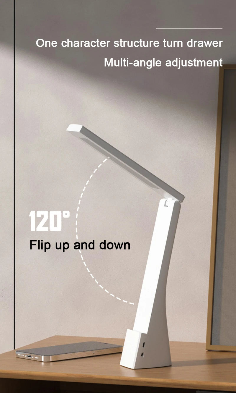 Foldable LED Desk Lamp – USB Rechargeable Light with Touch Control & Adjustable Arm